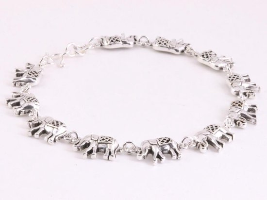 Zilveren schakelarmband met olifanten - lengte 20 cm | bol.com