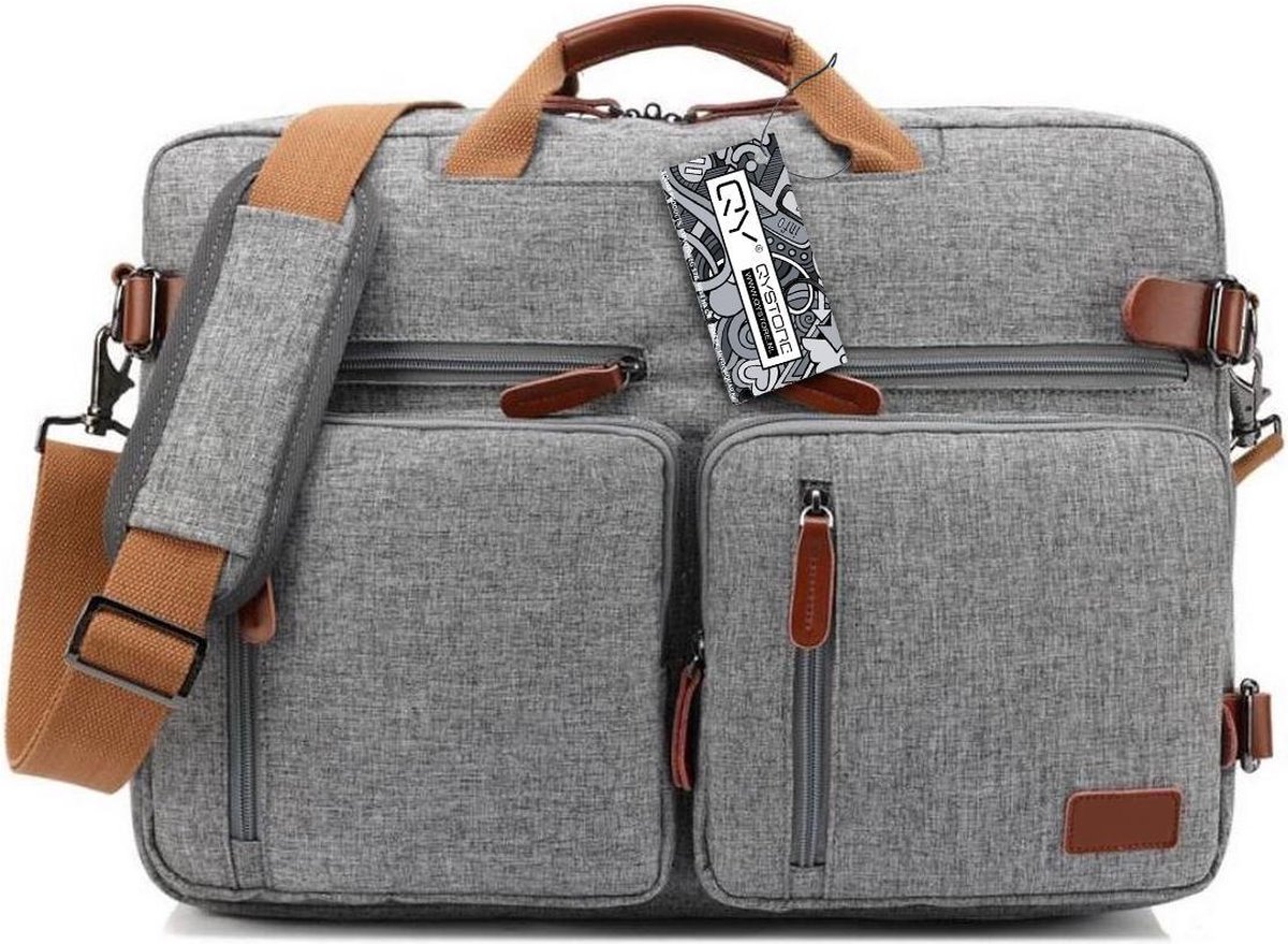 Laptoptas 2 in 1 Laptop Rugtas Schoudertas voor 17.3 inch laptop – grijs