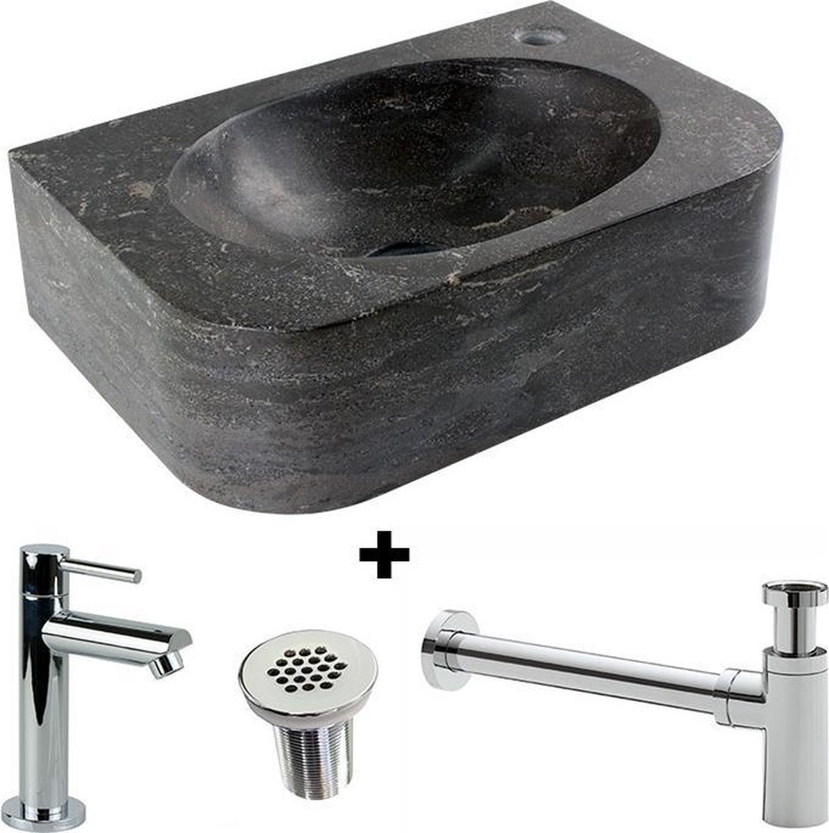 Blue Stone fonteinset wall rechts 35x24x10cm natuursteen