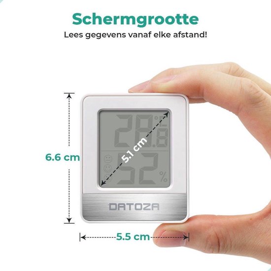 Datoza Thermo Hygrometer - Luchtvochtigheidsmeter - Digitaal Weerstation Vochtigheidsmeter met Thermometer - voor Binnen