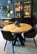 Ronde eettafel Ø140cm mangohout industrieel