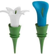 Wijnfles stopper, set van 2 stuks (wit/blauw) H circa 9 cm, Ø 2.5 cm, Trudeau