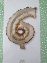 Folie ballon, goud 30 cm, Cijfer 6