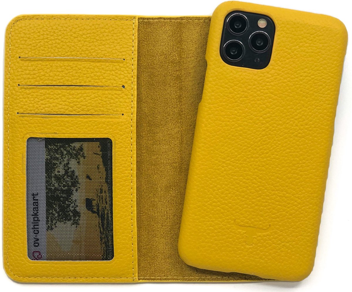 Dutchic Lederen Apple iPhone 11 Pro Hoesje (Tweedelige ontwerp: Book Case / Hardcase - II Yellow)