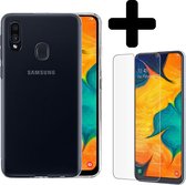 Hoesje Geschikt voor Samsung A30 Hoesje Siliconen Case Hoes Met Screenprotector - Hoes Geschikt voor Samsung Galaxy A30 Hoes Cover Case - Transparant