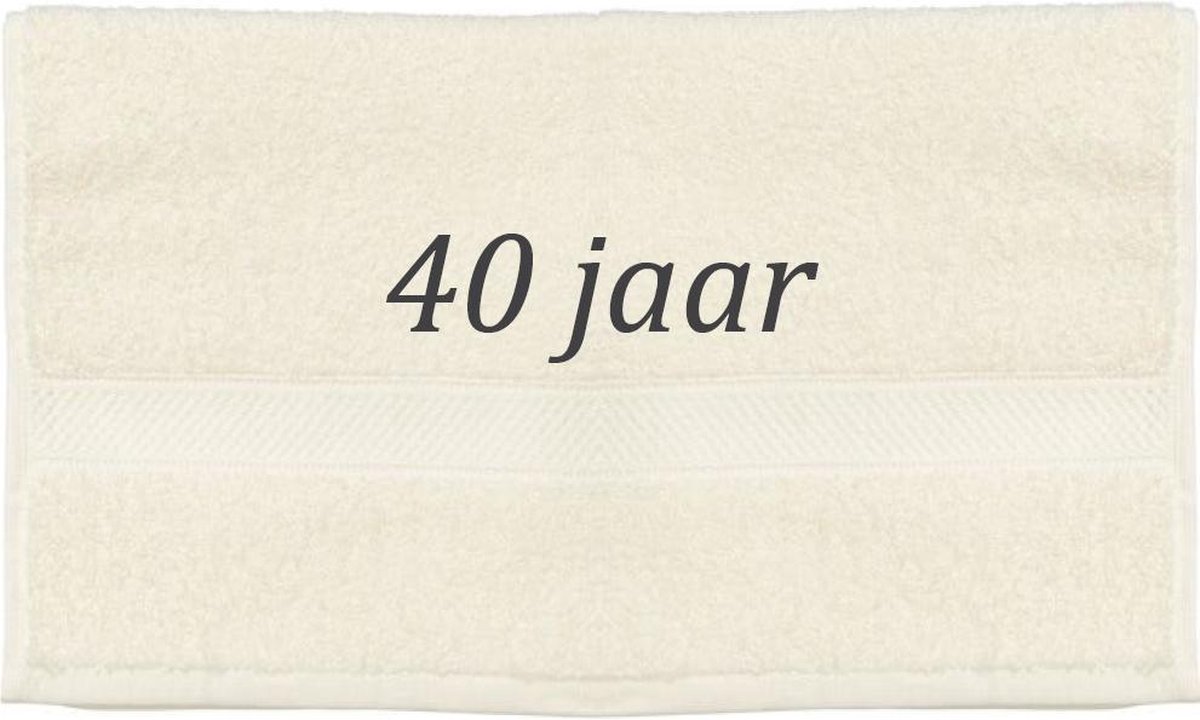 Handdoek - 40 jaar - 100x50cm - Creme