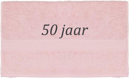 Handdoek - 50 jaar - 100x50cm - Roze