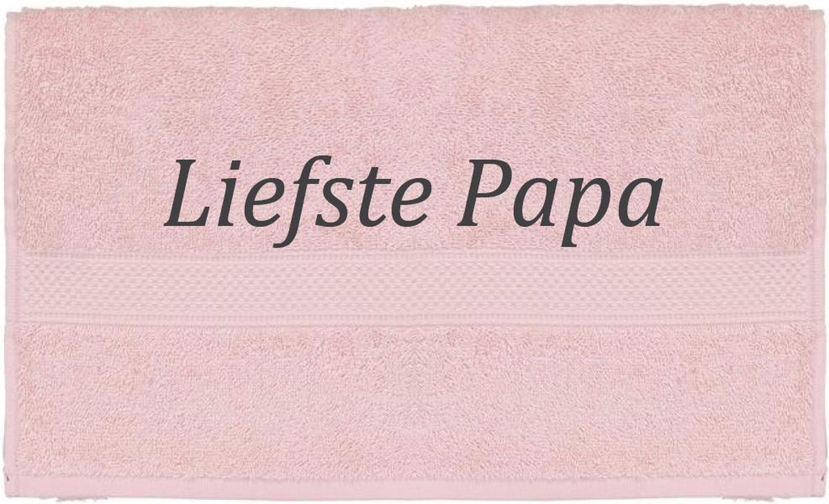 Handdoek - Liefste Papa - 100x50cm - Roze