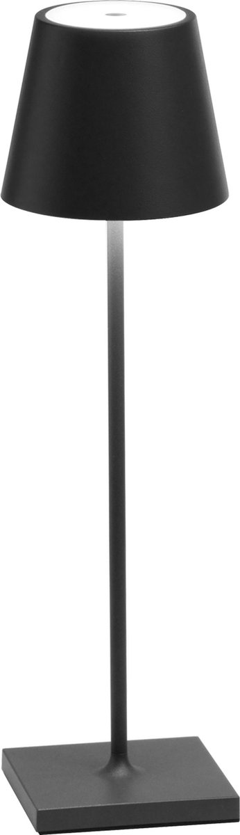 Zafferano - Poldina Pro HOOG - Donker Grijs - H38cm - Ledlamp - Terraslamp - Bureaulamp – Tafellamp – Snoerloos – Verplaatsbaar – Duurzaam - Voor binnen en buiten – LED - Dimbaar - 3000K – IP54 Spat Waterdicht - USB oplaadbaar