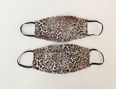 Leopard Classy Luipaardprint Dier patroon Niet-Medisch Mondkapje 2 Stuks | Geschikt voor OV | Handgestikte DIY kapjes zelfgemaakt | Stijlvol en Creatief | Trendy Hip | Cadeau voor haar | Herb