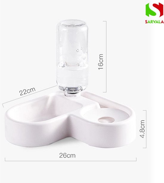 Owala Huisdierbak - duurzaam roestvrij staal, voer- en waterbak voor honden, katten en alle huisdieren, antislipbasis, 680 g, wit (Shy Marshmallow