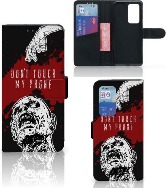 Foto: Gsm hoesje huawei p40 pro book case met pasjeshouder zombie blood