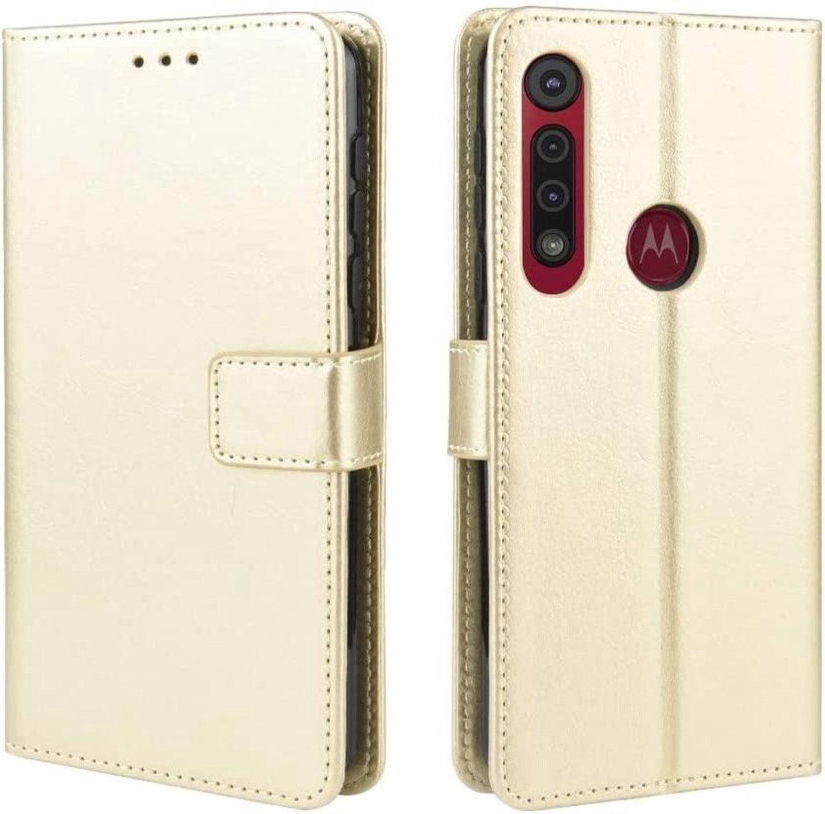 Motorola One Macro hoesje book case goud