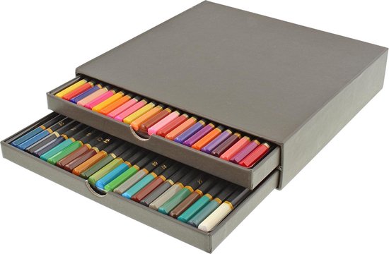46 Crayons de couleur professionnels dans une boîte de rangement de luxe  avec