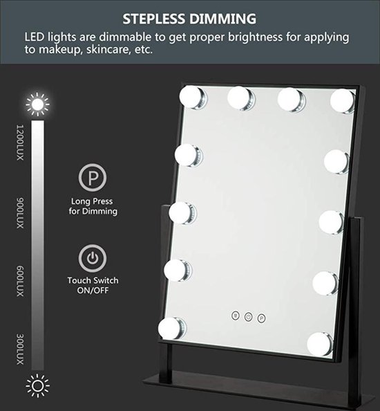 halumao Make-upspiegel met verlichting, led-make-upspiegel, verlichte make- upspiegel met 3 kleuren halumao Make-upspiegel met verlichting, led-make-upspiegel, verlichte make- upspiegel met 3 kleuren
