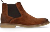 Manfield - Heren - Cognac suède chelsea boots - Maat 44