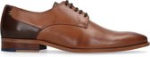 Manfield - Heren - Cognac leren veterschoenen - Maat 44