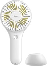 Draagbare Mini Handventilator rond met houder - Kleine en draagbare miniventilator - Inclusief aparte bureau-/tafelhouder - aparte micro-USB-kabel - 3 windsnelheden - 1800 mAh opla