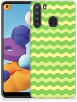 Smartphone hoesje Geschikt voor Samsung Galaxy A21 TPU Case Waves Green