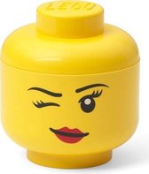 LEGO Iconic Opbergbox Hoofd Winking Mini - Geel - 360 ML - 10,2x10,2x11,5 CM - Kunststof