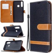 Huawei Y6p Jeans Portemonnee Hoesje Zwart