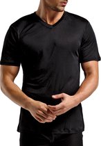 Zijden Heren T-Shirt V-Hals Zwart Small - 100% Zijde