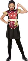Smiffy's - Ninja & Samurai Kostuum - Ninja Warrior Futuristisch Rood - Meisje - Zwart, Goud - Large - Carnavalskleding - Verkleedkleding