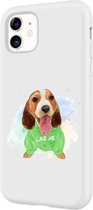 Apple Iphone 11 siliconen honden hoesje - Wit - Hondje like me