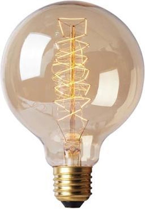 lampe à fil de carbone, ampoule à incandescence Edison vintage rétro, ampoule à filament antique, lampe de décoration - E27 à grand culot 40 watts tube à cage d'écureuil en or