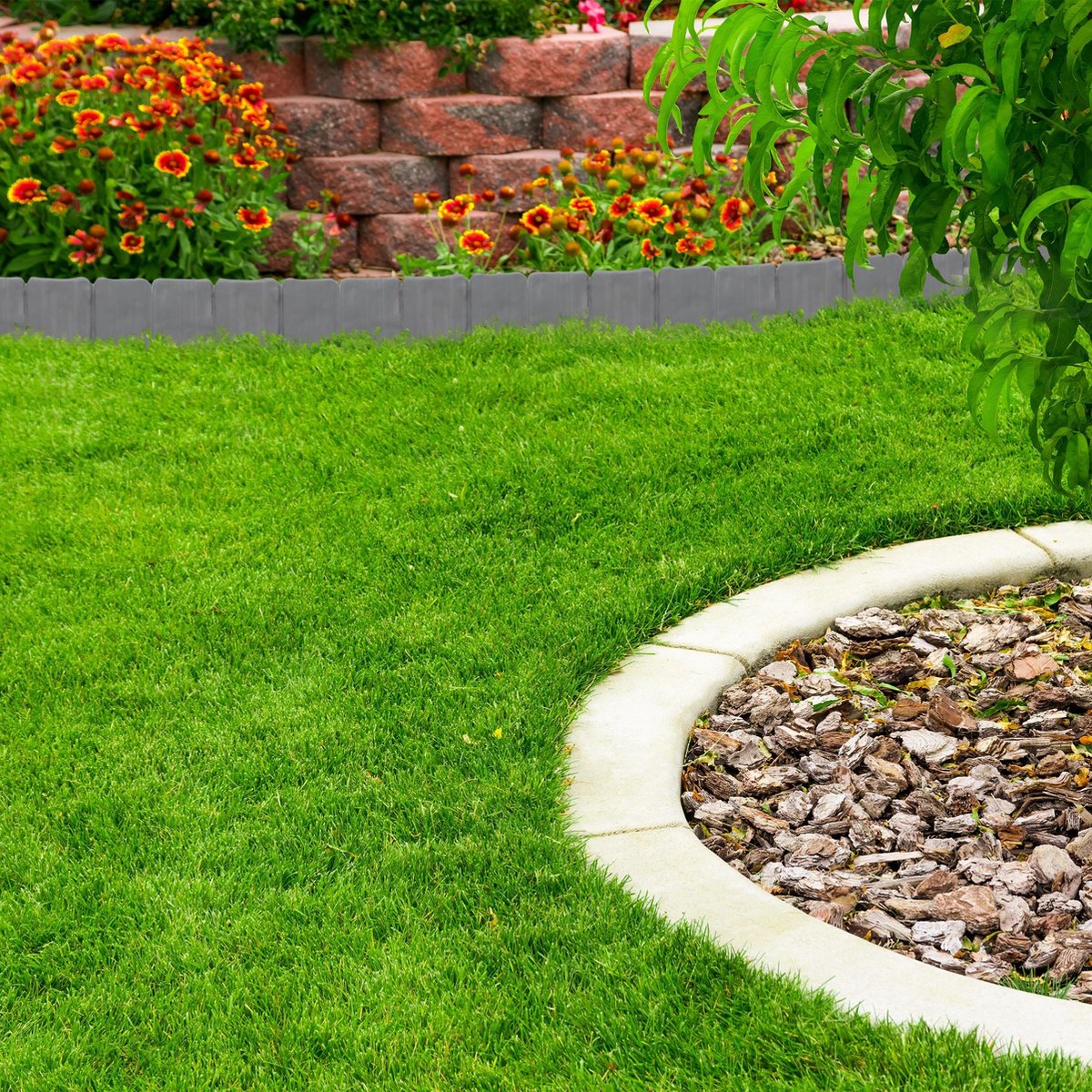 Cloture Metal Jardin Relaxdays Bordure Potager, Clôture Jardin 4 éléments, Métal, Ornements Antiques, H X L : 32 X 186 Cm, Noir 4 TLG Bordure Jardin Exterieur Metal