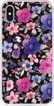 Casetastic Apple iPhone XS Max Hoesje - Softcover Hoesje met Design - Flowers Blue Purple Print