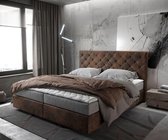 Bed Dream-Great bruin vintage 180x200 cm met matras en topper Boxspring-bed