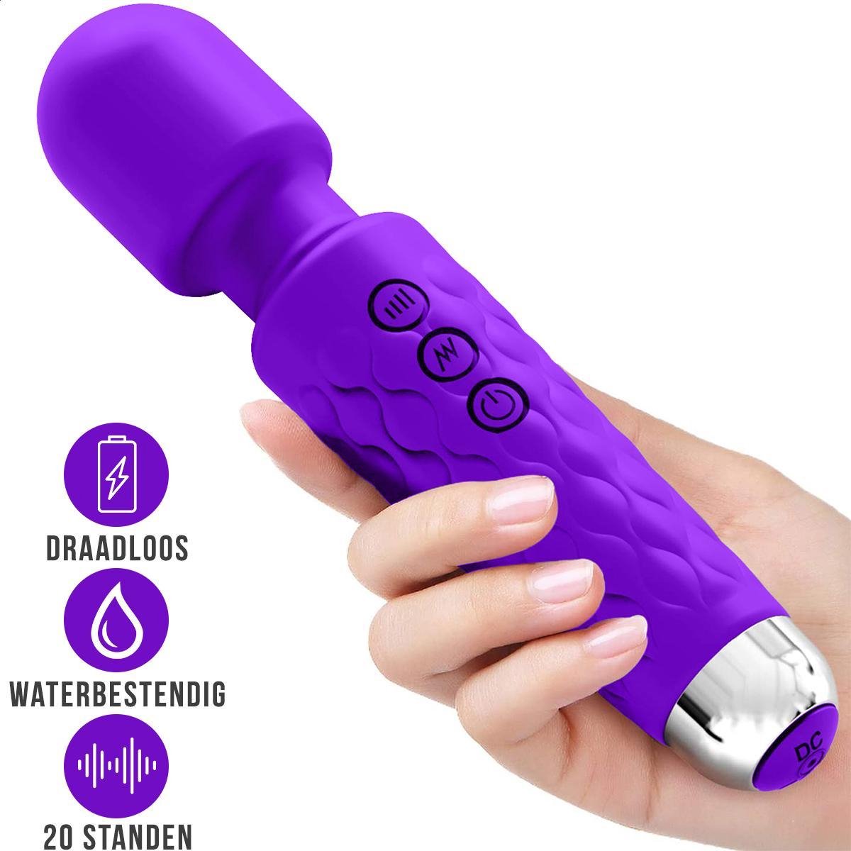 Magic Wand Vibrator Portable | Paars | Heerlijk de Clitoris Verwennen | 20 Vibrators modes en 8 Vibratiesnelheden | Seksspeeltje | Vibrator vrouwen | Clitoris vibrator | USB oplaadbaar