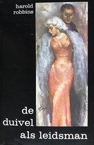 Boekomslag 'De duivel als leidsman' van Harold Robbins, met een vrouw in een oranje jurk en bontjas, en een man op de achtergrond.