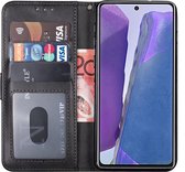 Samsung Note 20 Ultra Hoesje - Samsung Galaxy Note 20 Ultra hoesje bookcase met pasjeshouder zwart wallet portemonnee book case cover