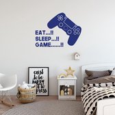 Muursticker Eat, Sleep Game - Donkerblauw - 60 x 45 cm - baby en kinderkamer - jongens engelse teksten baby en kinderkamer