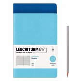 Leuchtturm1917 Double A5 Medium Jottbook Lined Ice Blue / Royal Blue (set van 2)