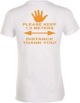 Heren T-shirt neon oranje keep 1,5 meters distance XL