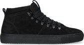 Manfield - Heren - Zwarte nubuck sneakers - Maat 42