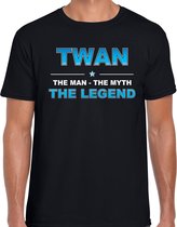 Naam cadeau Twan - The man, The myth the legend t-shirt  zwart voor heren - Cadeau shirt voor o.a verjaardag/ vaderdag/ pensioen/ geslaagd/ bedankt L