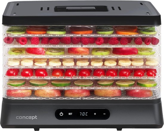 CONCEPT SO2041 Voedseldroger voor groenten, fruit, kruiden, bloemen, vis en pasta - 7 niveaus - 0,7 m2 - 35-70 ° C temperatuurregelaar - 500W vermogen - Concept