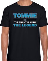 Naam cadeau Tommie - The man, The myth the legend t-shirt  zwart voor heren - Cadeau shirt voor o.a verjaardag/ vaderdag/ pensioen/ geslaagd/ bedankt 2XL