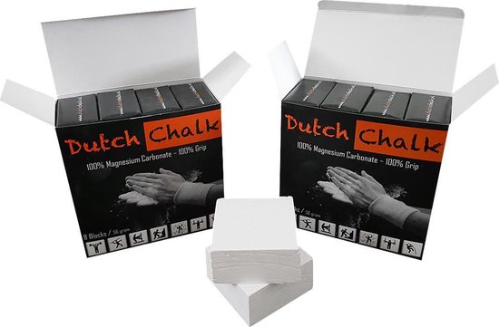 Dutch Chalk | Magnesium Carbonaat Blokken | 8 stuks | 448 gram | Gym Chalk | Crossfit | Gewichtheffen | Turnen | Klimmen | Boulderen | Paaldansen