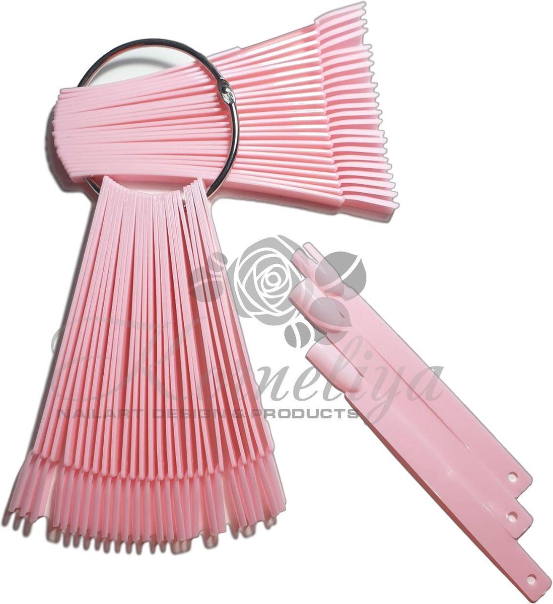 Goedkoopste Tipwaaier - Color Pops - Nagel waaier - Nagel Display - Nail Art Tips - 50 Tips op Ring RECHT ROZE LANG