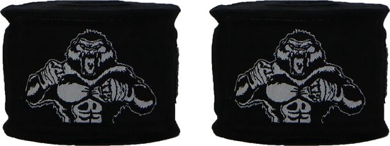 ORCQ Gorilla boxing handwraps- Boks Wraps - Boksbandages - Kickboks bandage - Paar - 250cm Zwart - Orcq