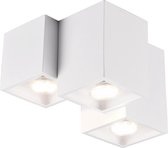 LED Plafondlamp - Plafondverlichting - Trion Ferry - GU10 Fitting - 3-lichts - Rechthoek - Mat Wit - Aluminium