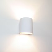 Wandlamp Plaster Rond Wit - Ø11cm - 1x G9 LED 3,5W 2700K 350lm - IP20 - Gips - Overschilderbaar - Dimbaar  > wandlamp binnen wit | wandlamp wit | wandlamp overschilderbaar | wandlamp gips | muurlamp wit | led lamp wit | sfeer lamp wit