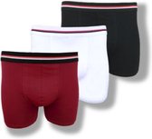 3 stuks Basic Boxershorts - Katoen - Rood-Wit-Zwart - Maat 3XL