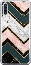 Samsung A70 hoesje siliconen - Marmer triangles | Samsung Galaxy A70 case | multi | TPU backcover transparant