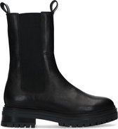 Manfield - Dames - Zwarte leren chelsea boots - Maat 40